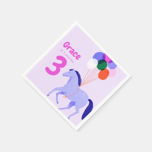Pferdethema Geburtstagsparty Serviette (Ecke)