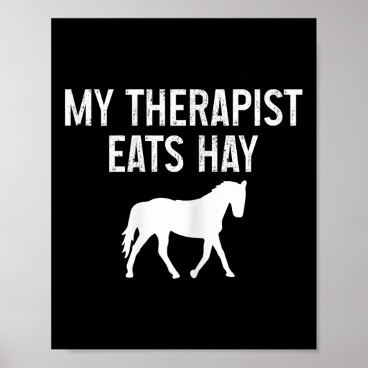 Pferdetherapeut isst Hay Funny Horseck Riding V Poster (Vorne)