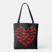 Pferdetier Lover Gewittertes Herzpferd Tasche (Rückseite)