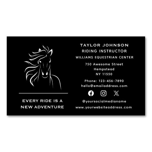 Pferdetrainer Pferderennbahn der sozialen Medien Magnetische Visitenkarte (Vorderseite)