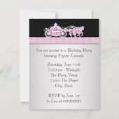 Pferdetransporte Rosa Schwarze Prinzessin Geburtst Einladung (Rückseite)