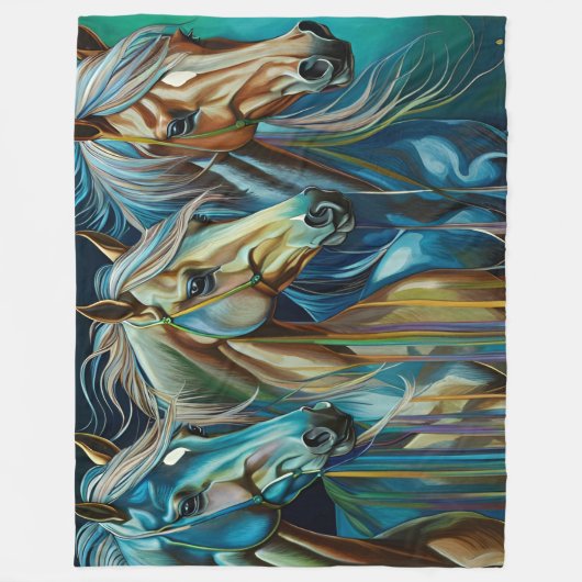 Pferdetrio Fleecedecke (Vorderseite)