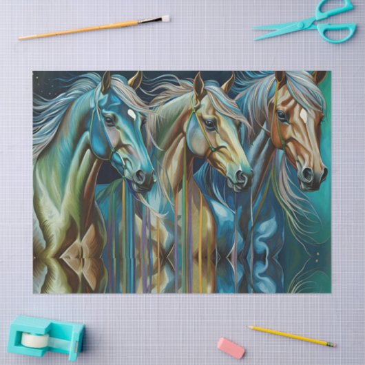 Pferdetrio Seidenpapier (Basteln)