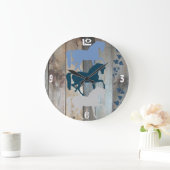 Pferdeuhr-Holz-Hintergrund Große Wanduhr (Zuhause)