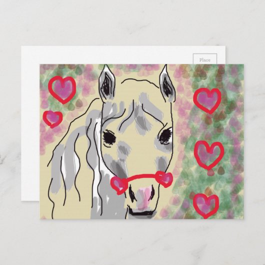 Pferdevalentine Feiertagspostkarte (Vorne/Hinten)