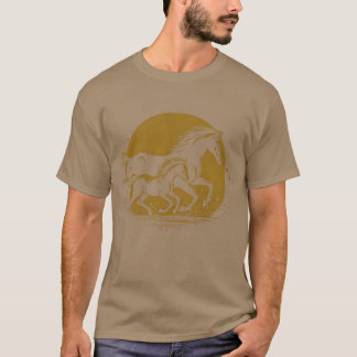Pferdevater und Sohn laufen Retro T-Shirt