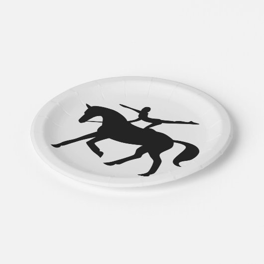 Pferdevaultingikone Pappteller (Schrägansicht)