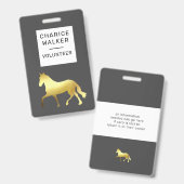 Pferdeveranstaltung Gold-Folie Monogramm Name Ausweis (Vorder- & Rückseite)