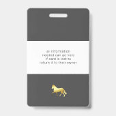 Pferdeveranstaltung Gold-Folie Monogramm Name Ausweis (Rückseite)