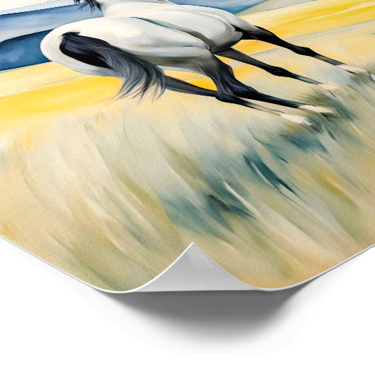 Pferdeverkleidung über Landschaftliche Landschaft Poster (Ecke)