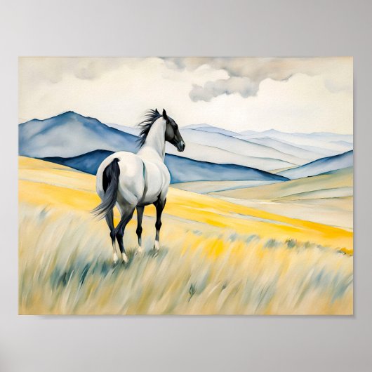 Pferdeverkleidung über Landschaftliche Landschaft Poster (Vorne)