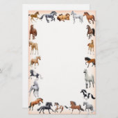 Pferdeverrückter Briefpapier-Pfirsich Briefpapier (Vorne/Hinten)