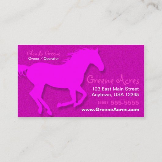 PferdeVisitenkarte - Rosa Visitenkarte (Vorderseite)