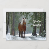 Pferdewald Schnee Wasserfarbe Geburtstag Einladung (Vorderseite)