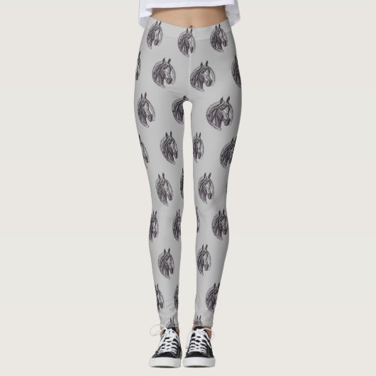 Pferdewanderer Vintager Horseshoe Sketch Leggings (Vorderseite)