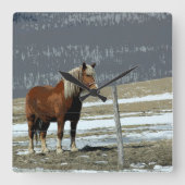 Pferdewechsel in der Paddock-Wall-Uhr Quadratische Wanduhr (Vorderseite)