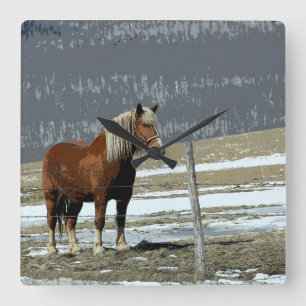 Pferdewechsel in der Paddock-Wall-Uhr Quadratische Wanduhr
