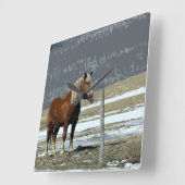 Pferdewechsel in der Paddock-Wall-Uhr Quadratische Wanduhr (Winkel)