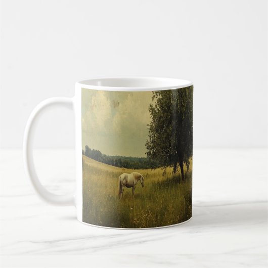 Pferdeweiden auf einem Feld Kaffeetasse (Links)