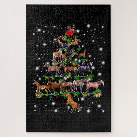 Pferdeweihnachtsbaum mit Blitzlicht Puzzle (Vertikal)