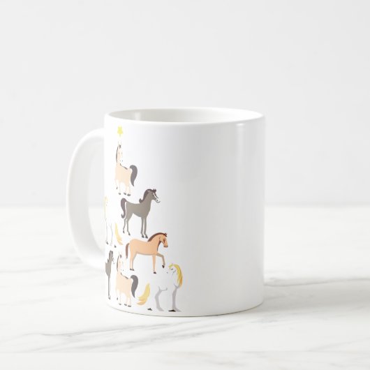 Pferdeweihnachtsbaum-niedliches Reitergeschenk Kaffeetasse (Vorderseite Links)