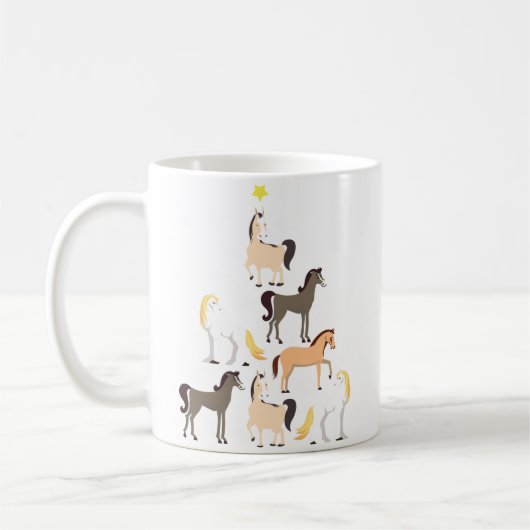 Pferdeweihnachtsbaum-niedliches Reitergeschenk Kaffeetasse (Links)