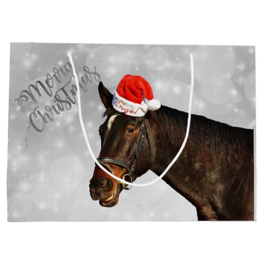 Pferdeweihnachtsgrüße Große Geschenktüte (Rückseite)