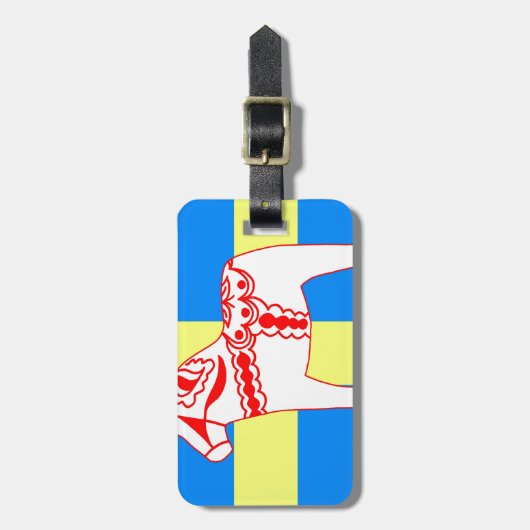 Pferdeweiß Schwedens Dala Gepäckanhänger (Vorderseite vertikal)