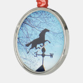 Pferdewetter Vane Blue Sky Silbernes Ornament (Links)
