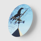 PferdeWetterfahne-blauer Himmel Runde Wanduhr (Winkel)