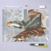 Pferdewoman Horseback Blue Mixed Media Decoupage Seidenpapier (Handwerk)