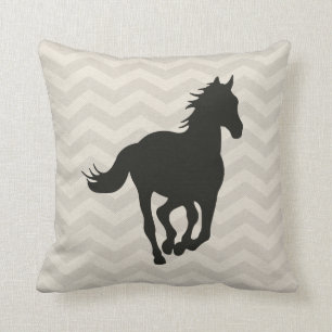 PferdeZickzack Muster-Schwarz-Grau-Creme Kissen