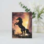 Pferdezucht auf Friesian Stallion Postkarte (Stehend Vorderseite)