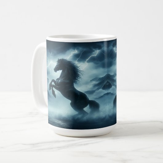 Pferdezucht inmitten eines donnernden Bergsturms Kaffeetasse (Vorderseite Links)