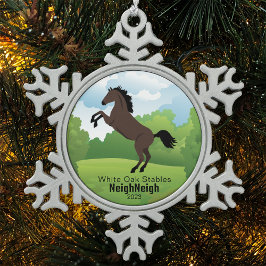 Pferdezucht mit anpassbarem Zuchttext Schneeflocken Zinn-Ornament