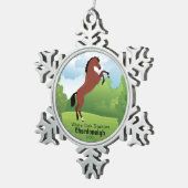 Pferdezucht mit anpassbarer Rasse und Text Schneeflocken Zinn-Ornament (Rechts)