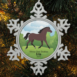 Pferdezucht mit individualisierbarer Rasse Schneeflocken Zinn-Ornament