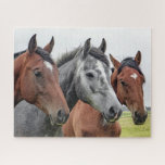 Pferdezucht Puzzle<br><div class="desc">Dieses naturwissenschaftliche Puzzle enthält drei Pferde auf einer Weide, die sich die Kamera #Ross #horses #animal #farm #farmlife #nature #nature #nature #area #country #jigsaw #jigsaw #jigsazzle #jigsawpuzzle #gifts #gift #gift #fun #stockingstopers #games</div>