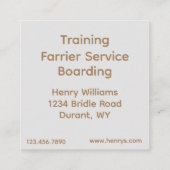 Pferdezuchtbetrieb Quadratische Visitenkarte (Rückseite)