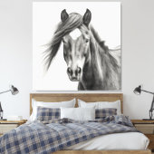 Pferdportrait: Monochrome handgezeichnete Pferde Leinwanddruck (Insitu (Schlafzimmer))
