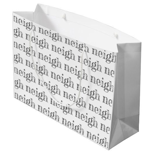 Pferdtypografie neigt Muster Liebhaber Stallpony Große Geschenktüte (Rückseite Schrägansicht)