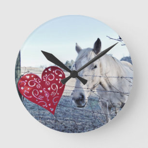 PFERDValentinsgrußherz Runde Wanduhr