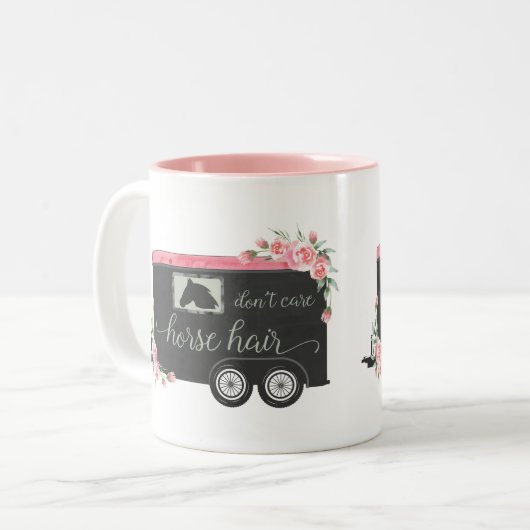 Pferhaare sind unwichtig - lustiges Zitat von Reit Zweifarbige Tasse (Vorderseite Links)