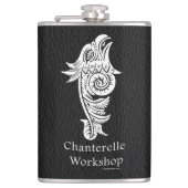 Pfifferlings-Werkstatt-Flasche Flachmann (Vorderseite)