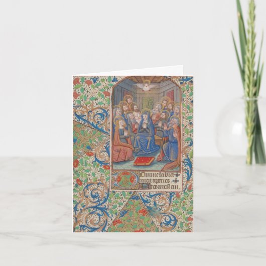 Pfingstbestätigung Mittelalterliches Manuskript Feiertagskarte (Vorderseite)