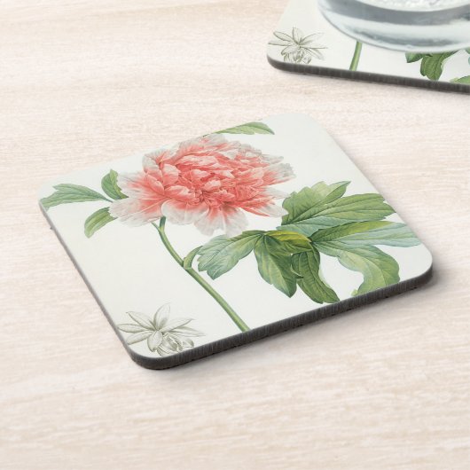 Pfingstrose, 1799 (Farbpunktierungsdruck) Getränkeuntersetzer (Linke Seite)