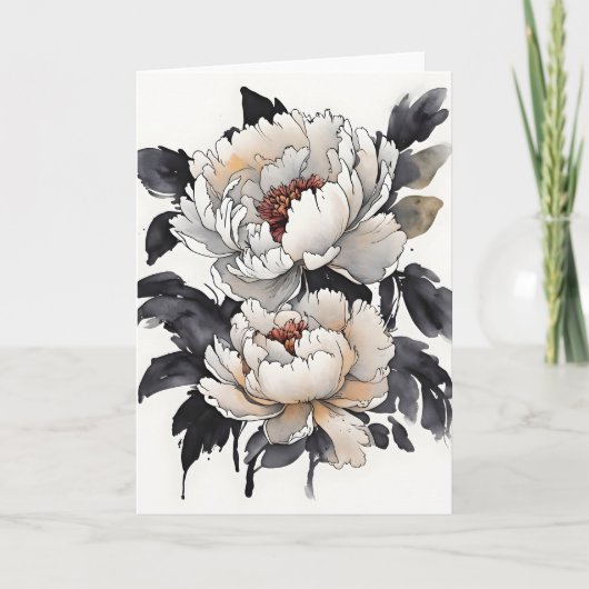 Pfingstrose - Aquarellblumen Karte (Vorderseite)