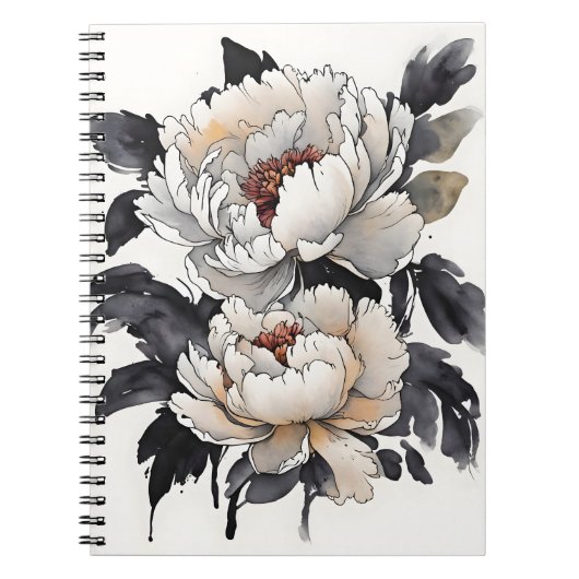Pfingstrose - Aquarellblumen Notizblock (Vorderseite)