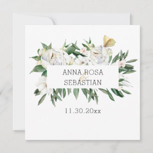 *~* PFINGSTROSE AR15 QR FOTO RSVP Florale Hochzeit Einladung
