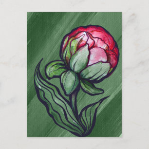 Pfingstrose Blume Pfingstrosen Gärtner Kunst Rosa  Postkarte